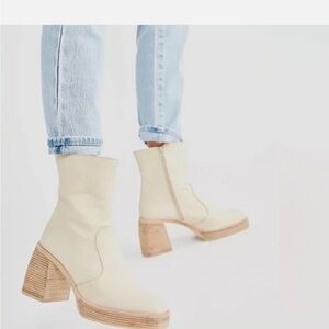 Free People Ruby Cream Heeled Ankle Boots